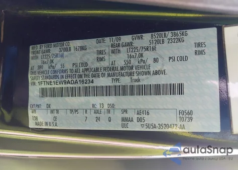 2010 Ford E-150 Commercial/Recreational из США, поврежденный, VIN 1FTNE1EW9ADA16234